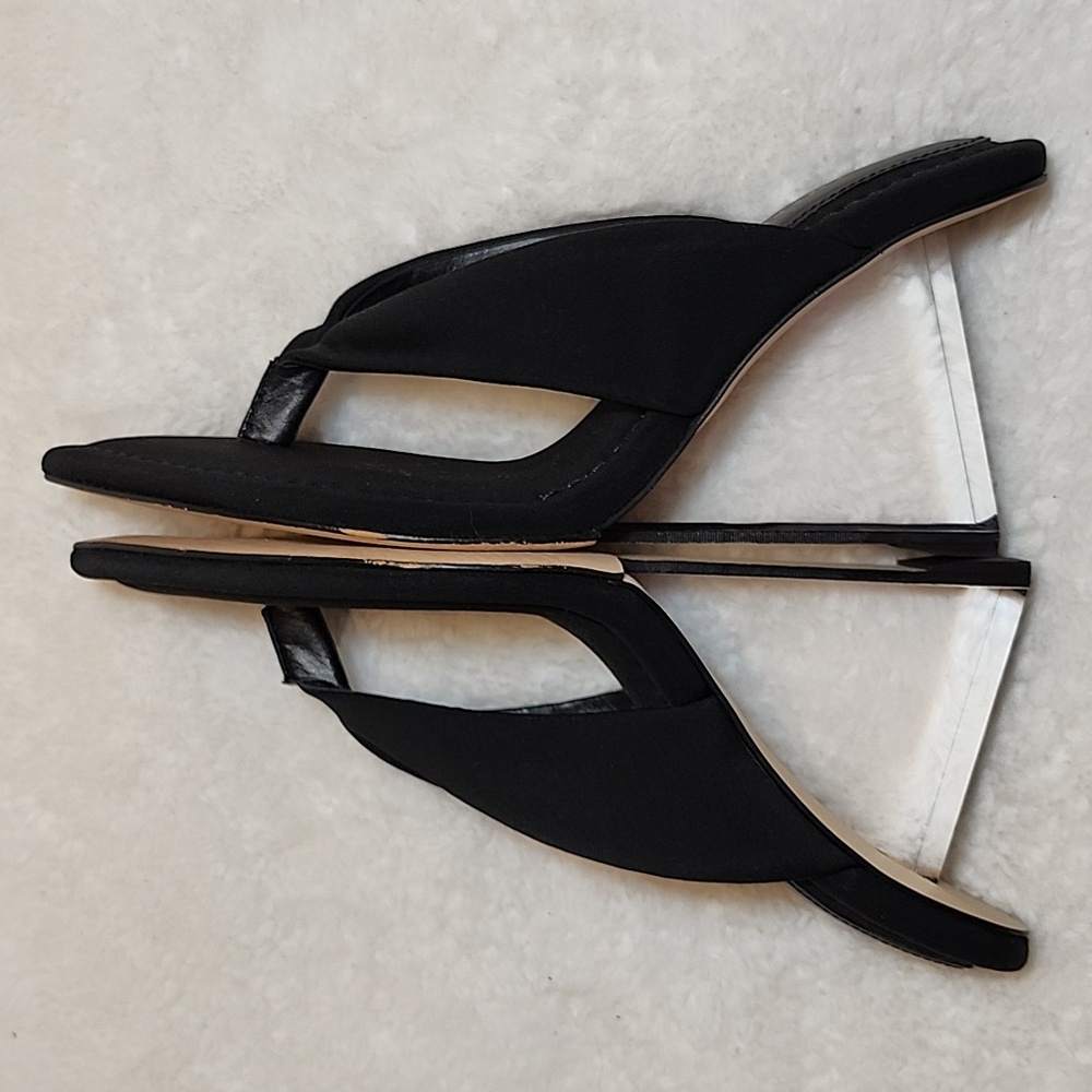 Good American Heels Womens Sz 6.5 Black Clear Wedge Cinderella Shoes - Picture 10 of 16